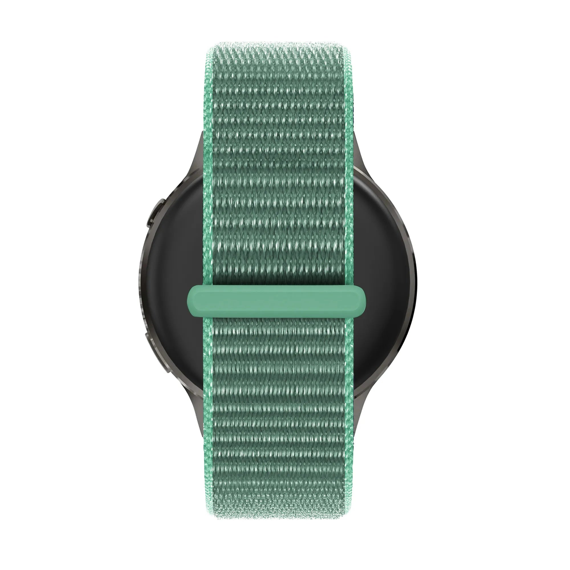 Nylon Loop Strap, mint, on a watch, direct front view