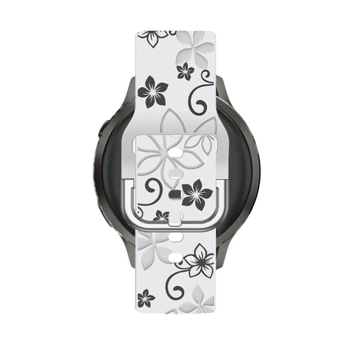 Bandz Bracelet silicone 'Fleurs' Garmin Forerunner 255s (blanc/noir)