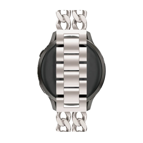 Metal Strap 'Double Chains', starlight, on a watch, direct front view