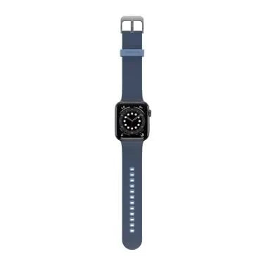 Otterbox Silicone Strap, dark blue, on a watch, direct front view