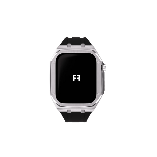 Reqior Apple Watch 45mm Metal Case with Rubber Strap (Silver)
