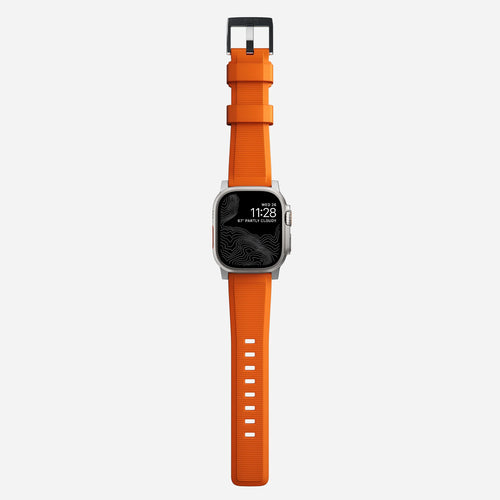 Nomad Bracelet de silicone résistant Apple Watch (argenté/ultra orange)