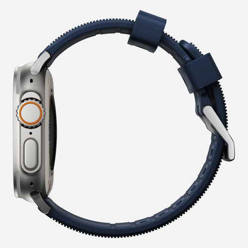 Nomad Bracelet de silicone résistant Apple Watch argenté/bleu atlantique)