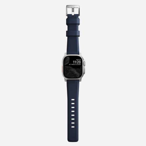 Nomad Bracelet de silicone résistant Apple Watch argenté/bleu atlantique)