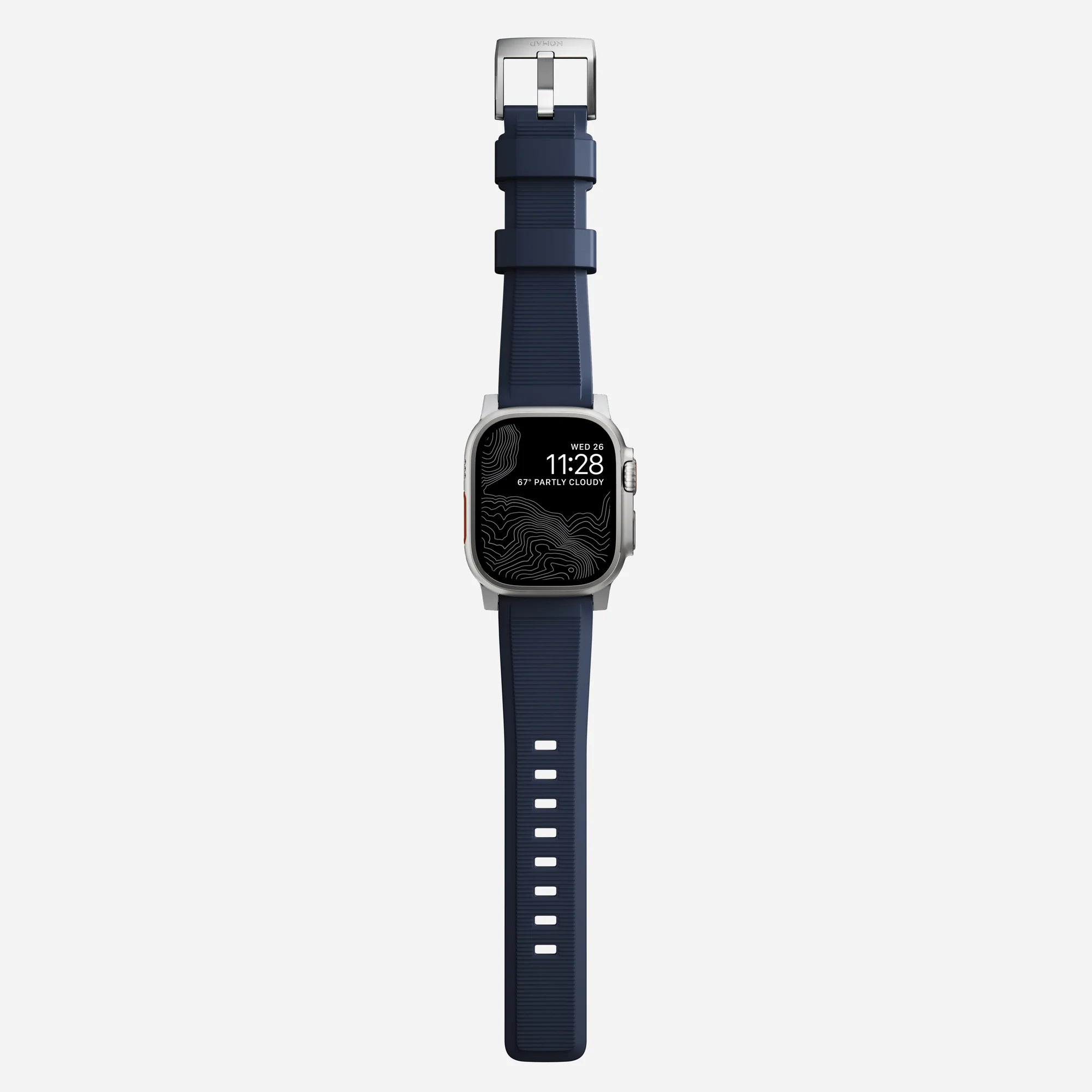 Nomad Bracelet de silicone résistant Apple Watch argenté/bleu atlantique)