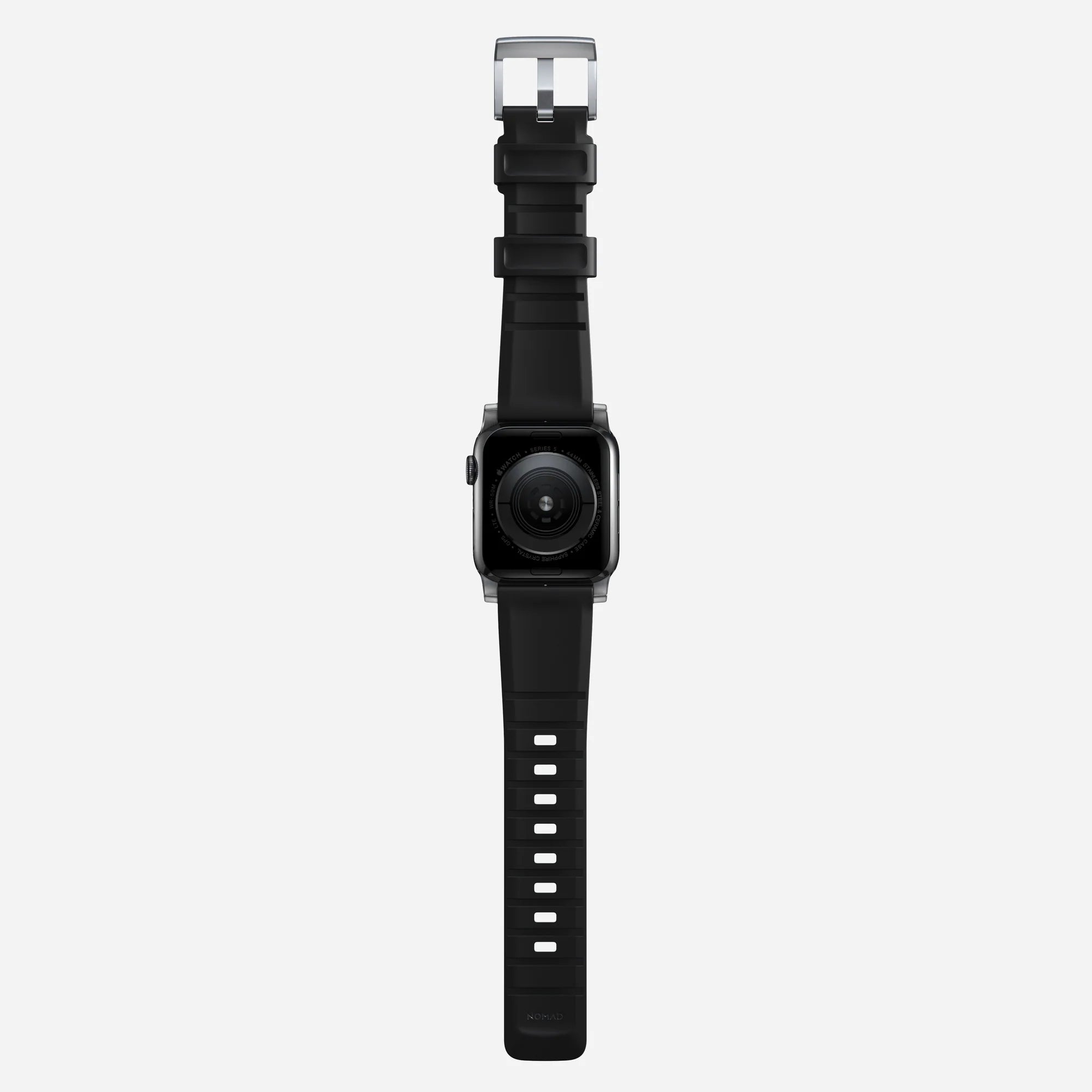 Nomad Bracelet de silicone résistant Apple Watch (noir/argenté)
