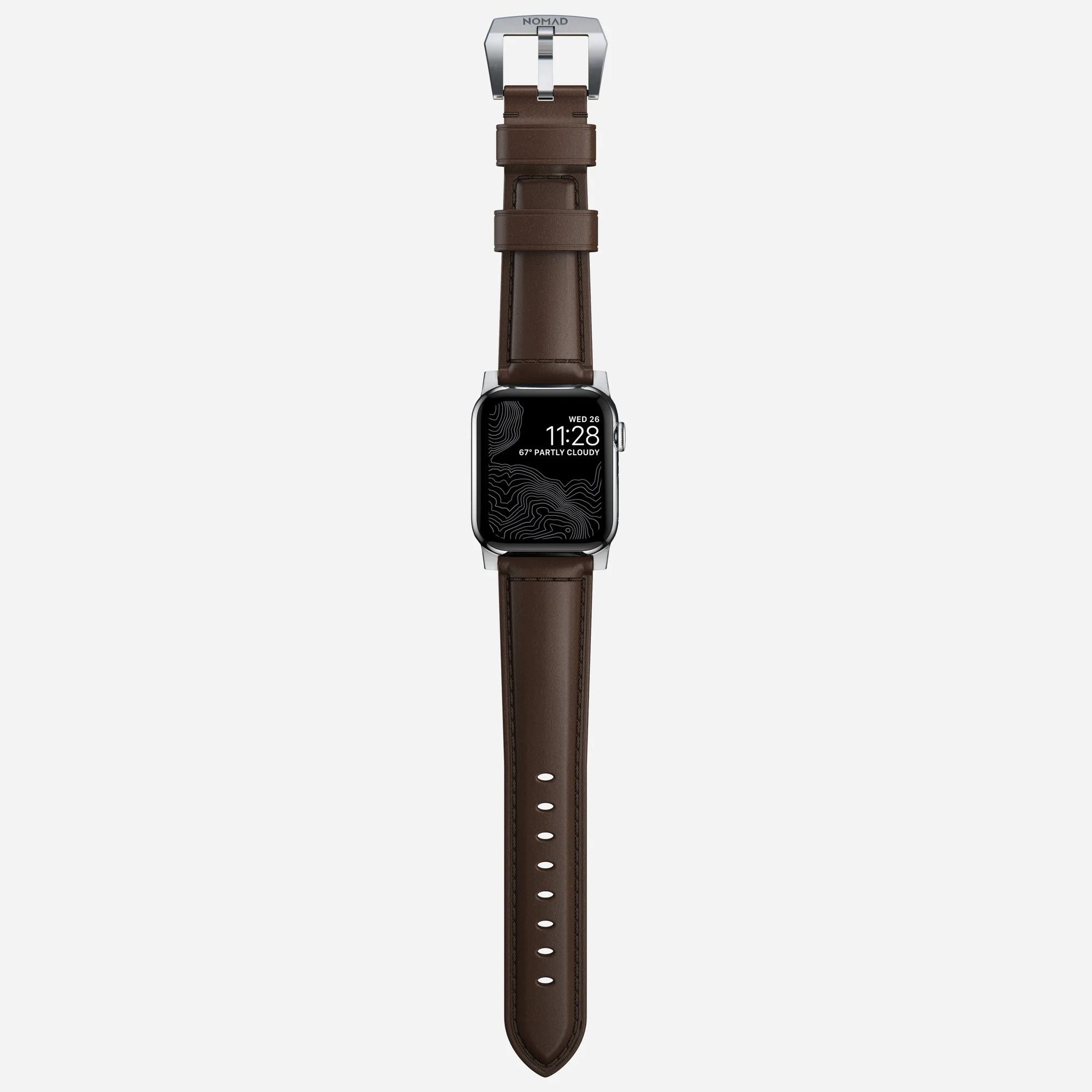 Nomad Bracelet cuir tradicional Apple Watch (marron/argenté)