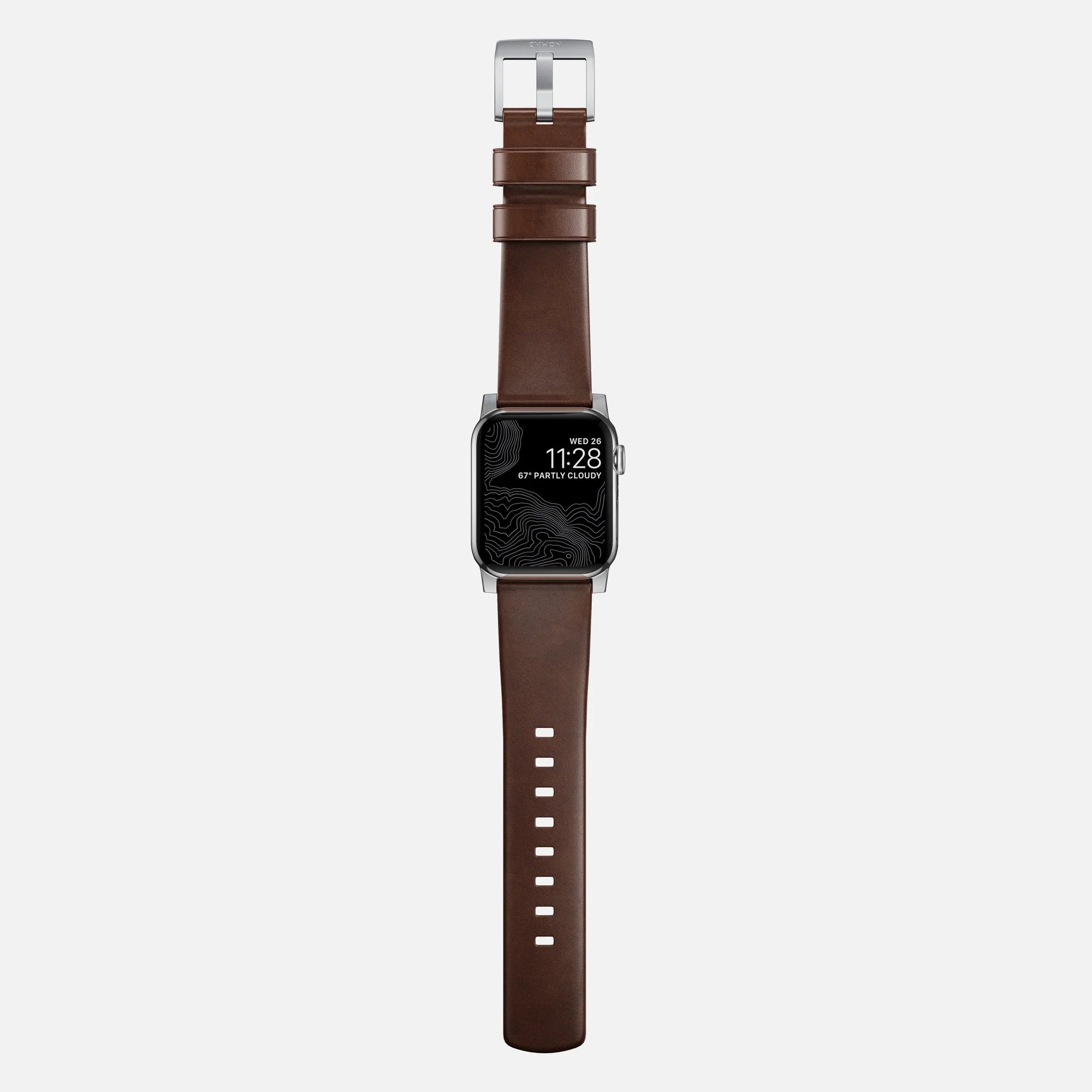 Nomad Bracelet cuir moderna Apple Watch (marron/argenté)