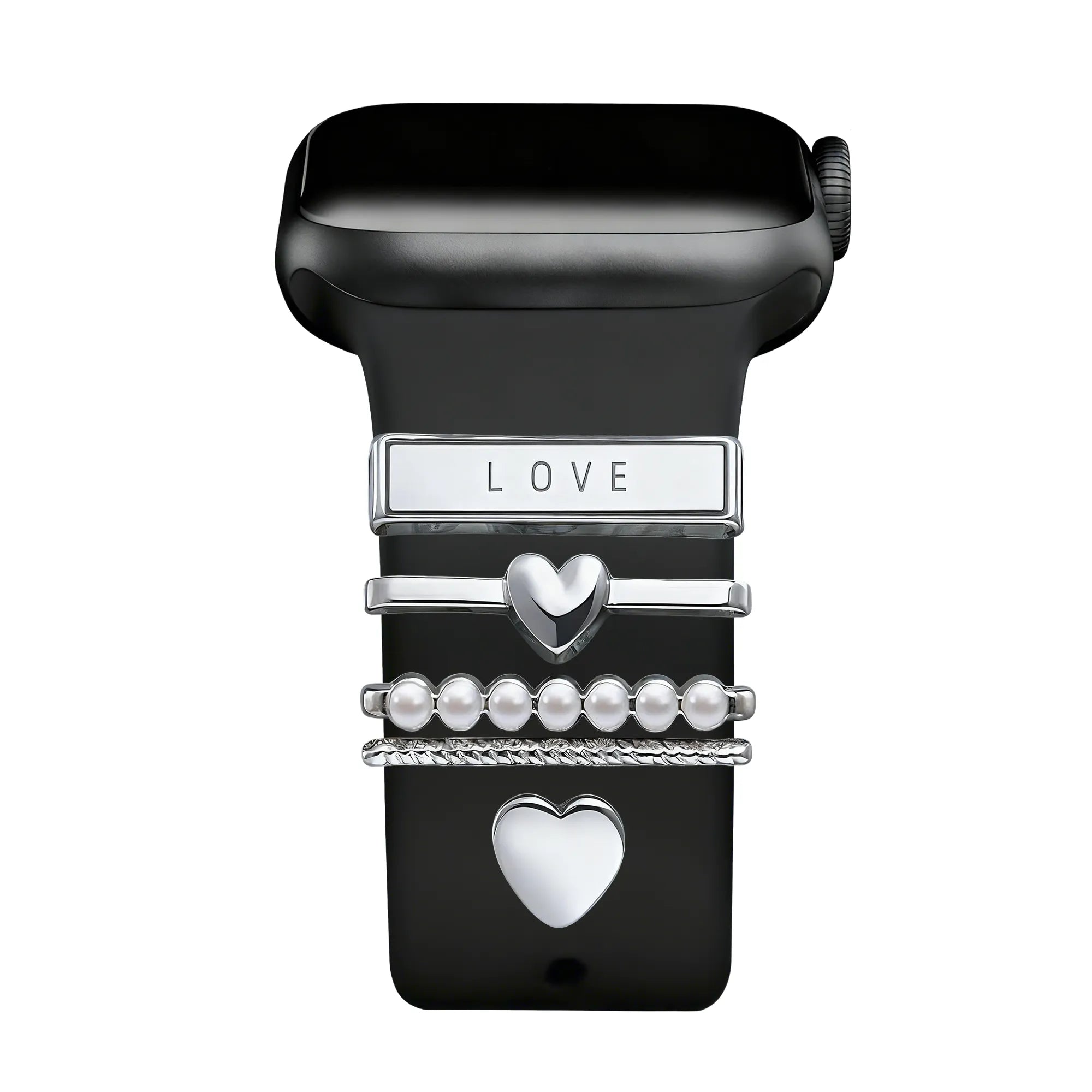 Bracelet smartwatch avec charms - Coeurs (argent)
