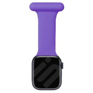 Silicone Nurse Fob, purple, on a watch, direct front view