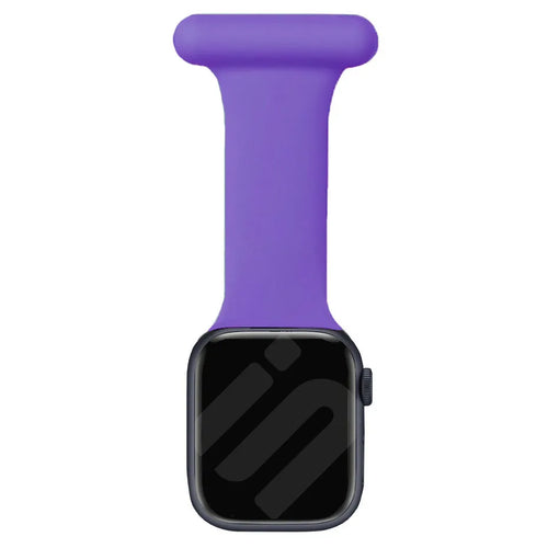 Silicone Nurse Fob, purple, on a watch, direct front view