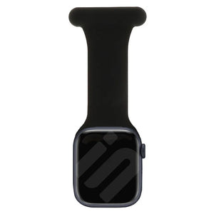 Silicone Nurse Fob, black, on a watch, direct front view