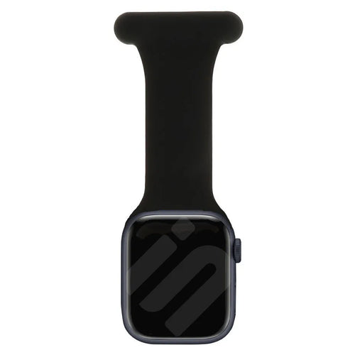 Silicone Nurse Fob, black, on a watch, direct front view