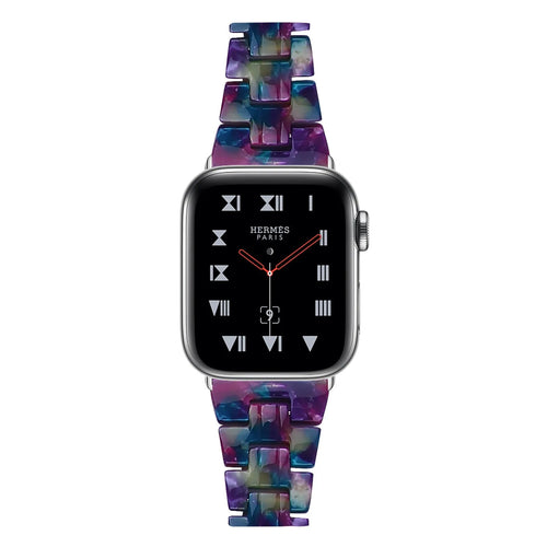 Metal Resin Strap, on a watch, direct front view