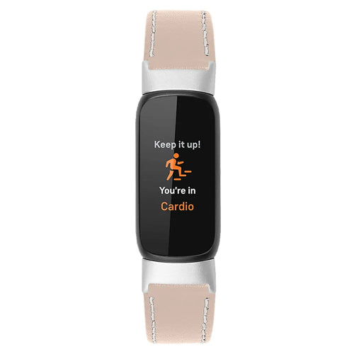 Modern Leather Strap, pink, on a watch, direct front view