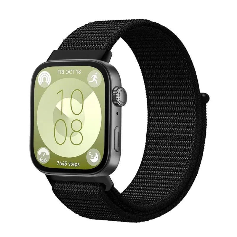 Nylon Strap, black, on a watch, direct front view