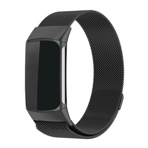 Milanese Strap, black, on a watch, direct front view