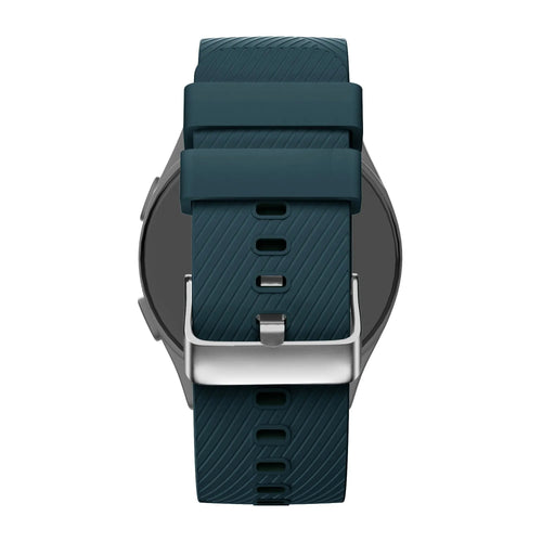Silicone Strap 'Deluxe', dark green, on a watch, direct front view