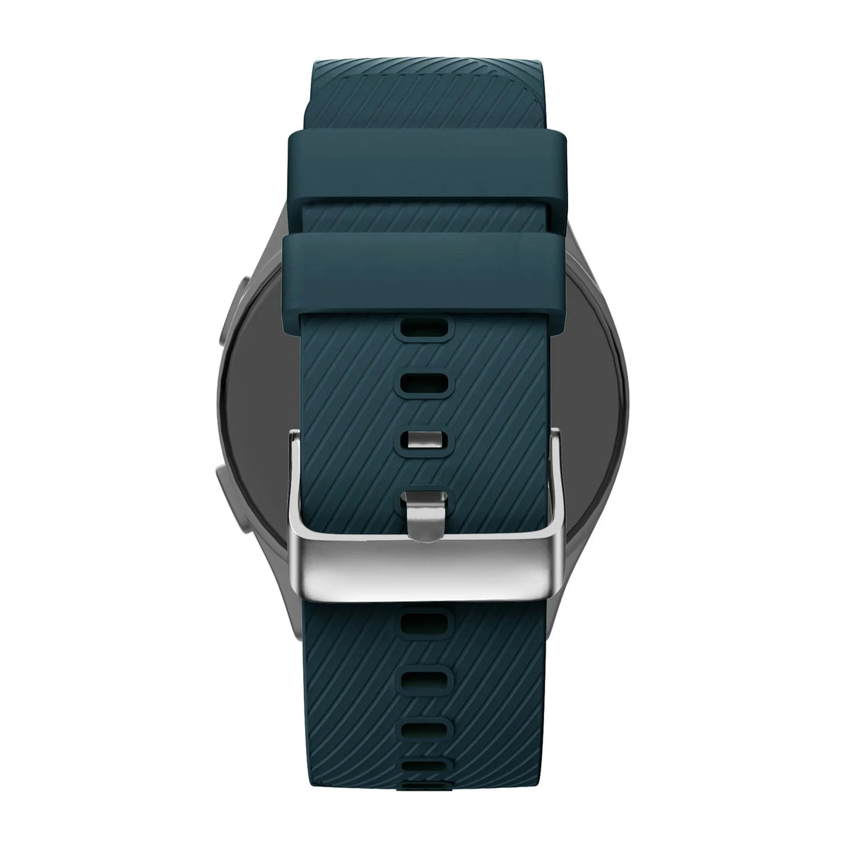 Silicone Strap 'Deluxe', dark green, on a watch, direct front view