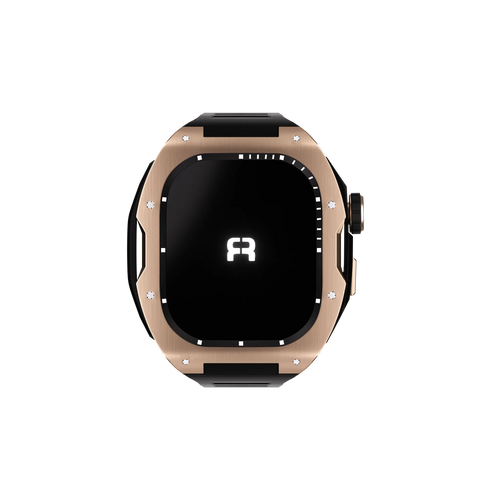 Reqior Apple Watch 45mm Case with Rubber Strap (Rose Gold/Black)