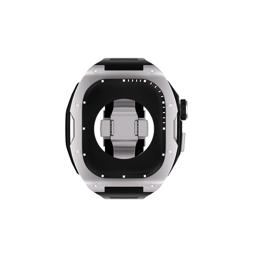 Reqior Apple Watch 45mm Case with Rubber Strap (Silver)