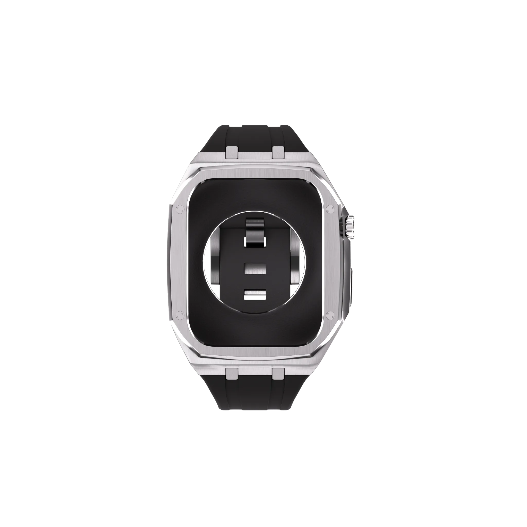 Reqior Apple Watch 45mm Metal Case with Rubber Strap (Silver)