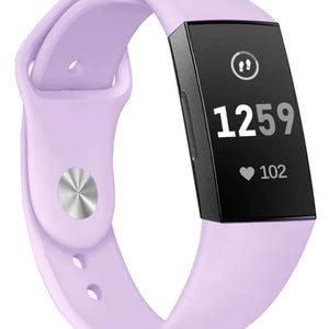 Silicone Sport Strap, lavender, on a watch, direct front view