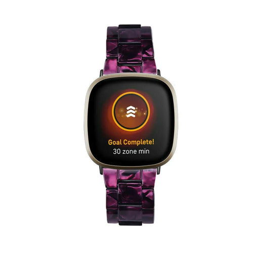 Metal Resin Strap, black/purple, on a watch, direct front view