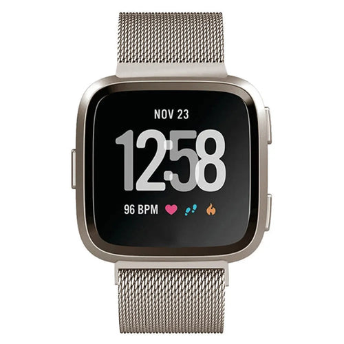 Milanese Strap, starlight, on a watch, direct front view