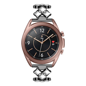 Steel Diamond Strap, black, on a watch, direct front view