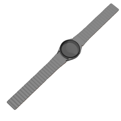 Magnetic Silicone Strap, grey/orange, on a watch, direct front view