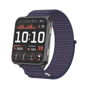 Nylon Strap, indigo, on a watch, direct front view