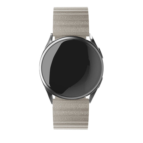 Leather Loop Strap, khaki, on a watch, direct front view