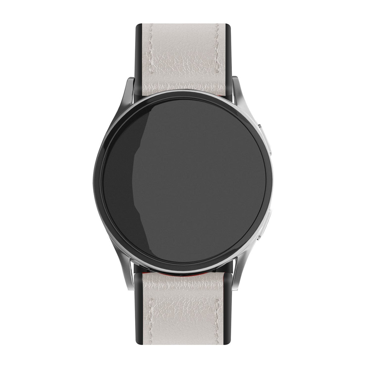 Leather Hybrid Strap, white, on a watch, direct front view