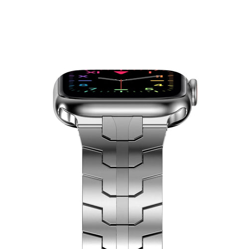 Steel Iron Strap, silver, on a watch, direct front view