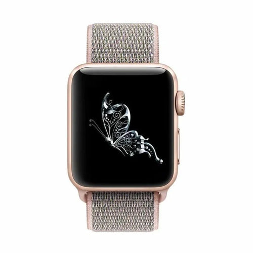 Nylon Strap, soft pink, on a watch, direct front view