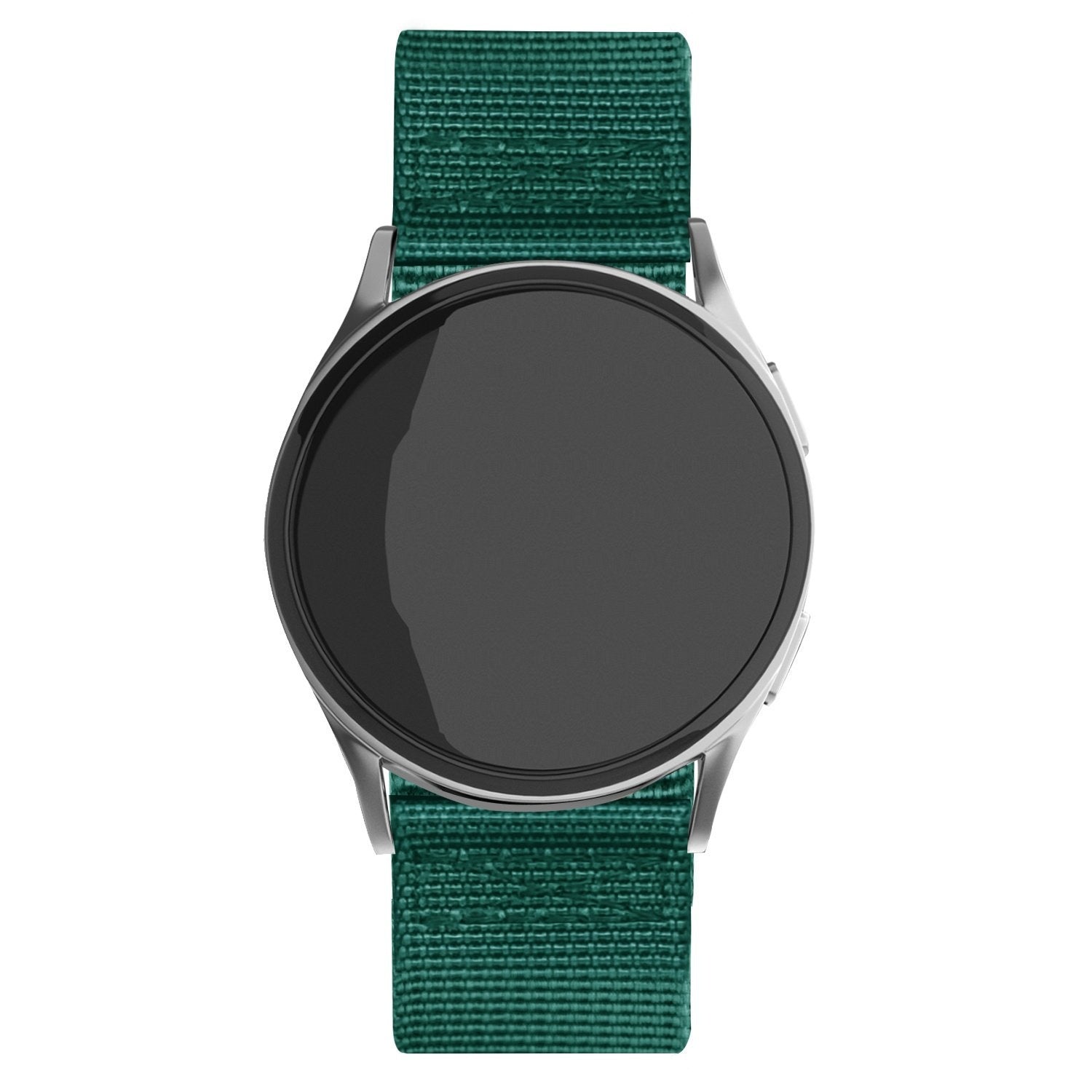 Nylon Buckle Strap, dark green, on a watch, direct front view