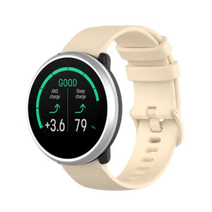 Premium Silicone Strap, beige, on a watch, direct front view