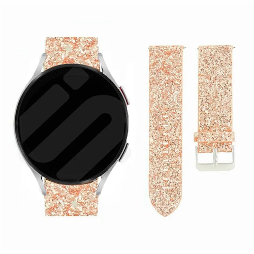 Leather Strap with Glitters, rose gold, on a watch, direct front view
