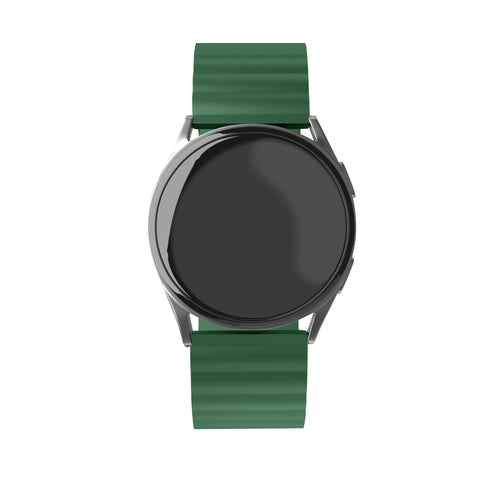 Magnetic Silicone Strap, green, on a watch, direct front view