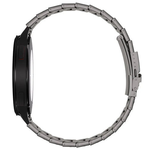 Titanium Strap 'Iron', graphite, on a watch, direct front view