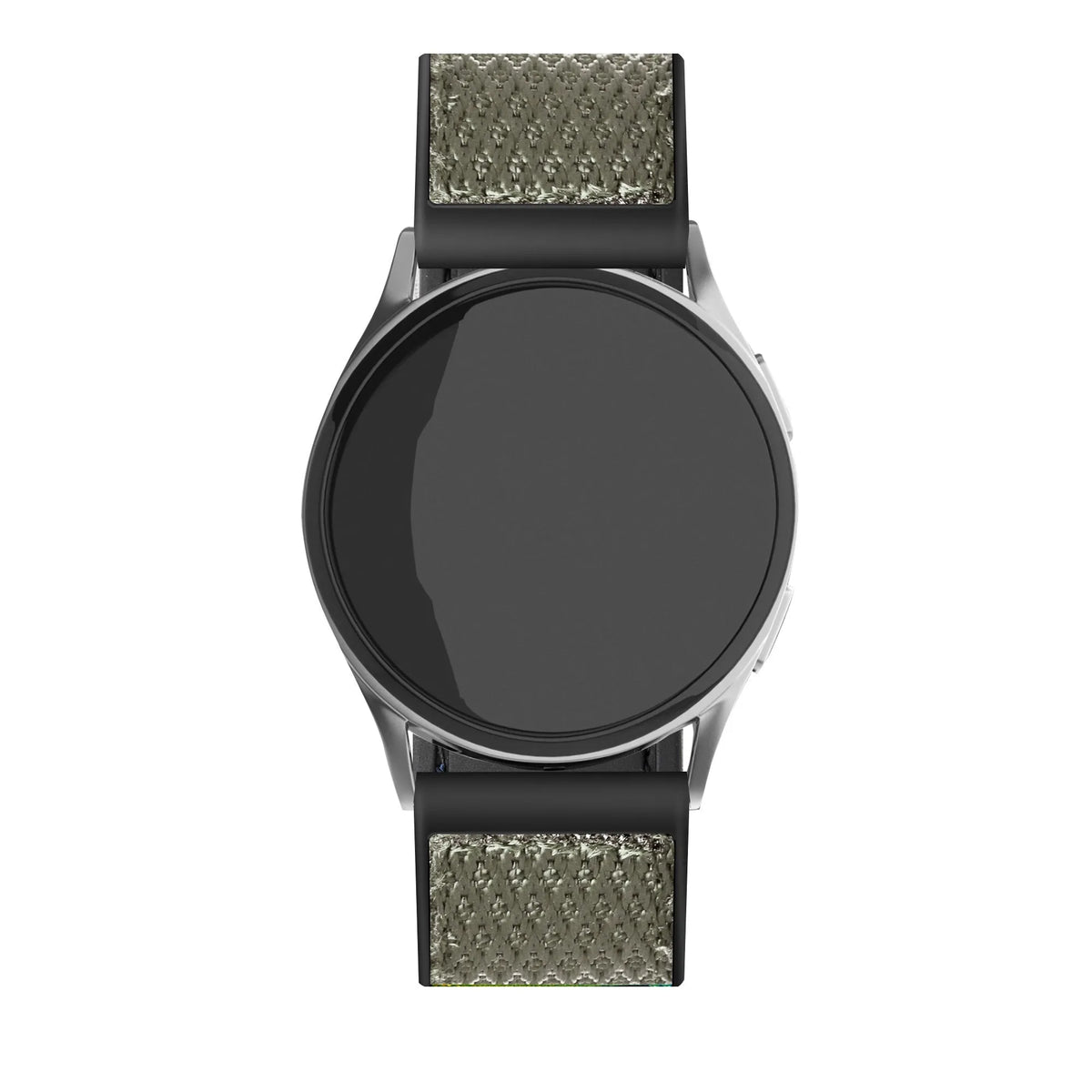 Nylon Hybrid Strap, green, on a watch, direct front view