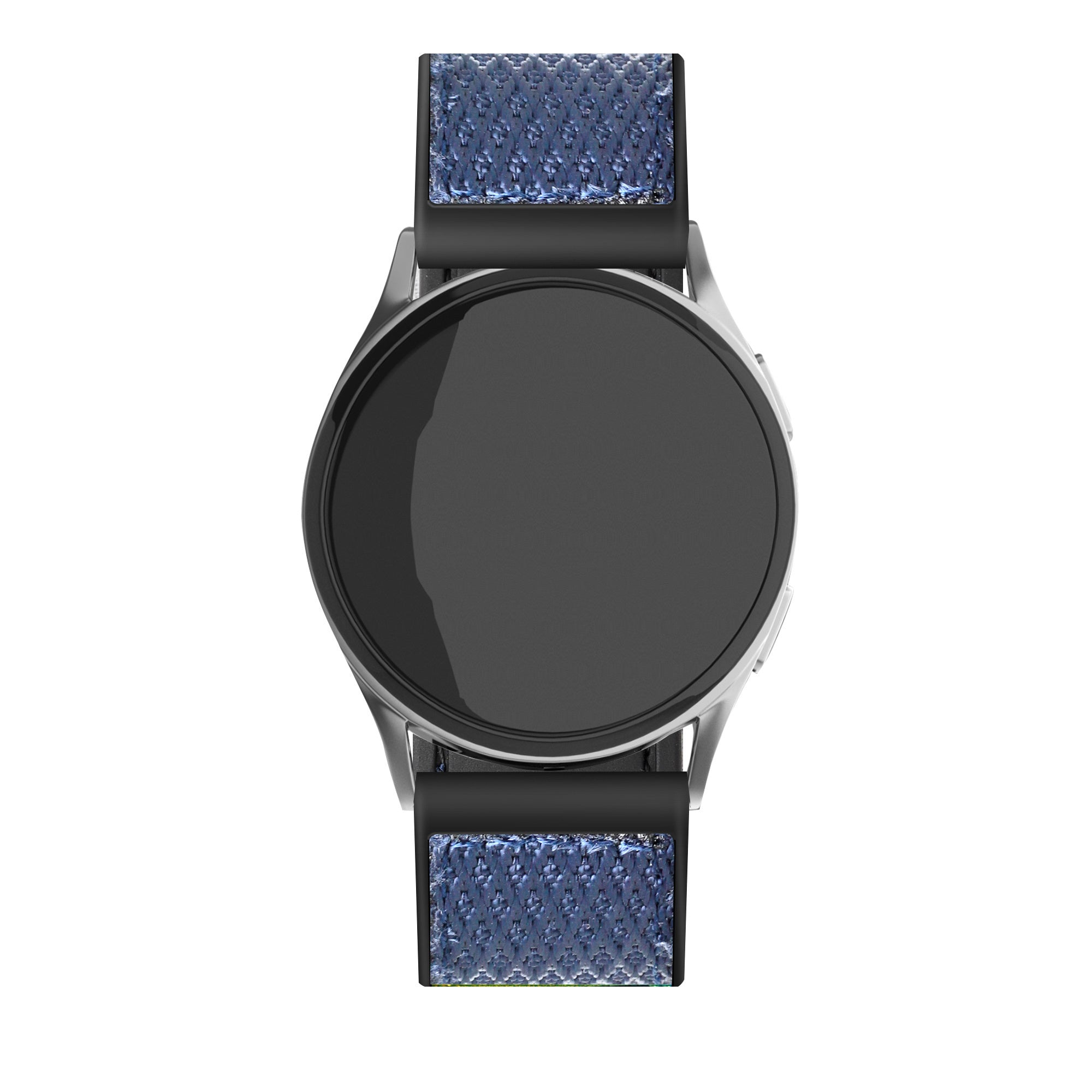 Nylon Hybrid Strap, blue, on a watch, direct front view