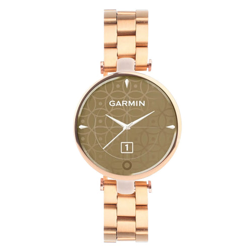 Steel Strap, rose gold, on a watch, direct front view