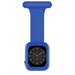 Silicone Nurse Fob, dark blue, on a watch, direct front view