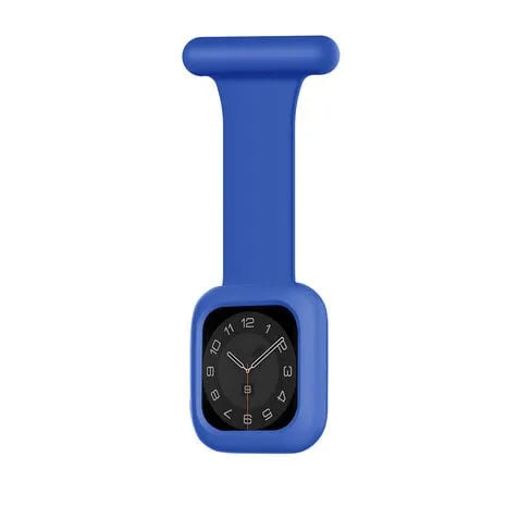 Silicone Nurse Fob, dark blue, on a watch, direct front view