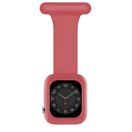 Silicone Nurse Fob, red, on a watch, direct front view