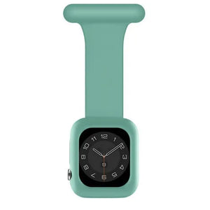 Silicone Nurse Fob, green, on a watch, direct front view