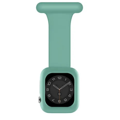 Silicone Nurse Fob, green, on a watch, direct front view