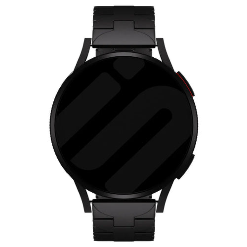 Butterfly Titanium Strap, black, on a watch, direct front view
